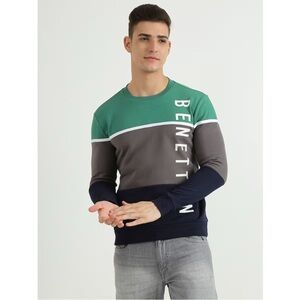 United Colors Of Benetton Men's Crewneck Sweater - Green, Gray, Navy